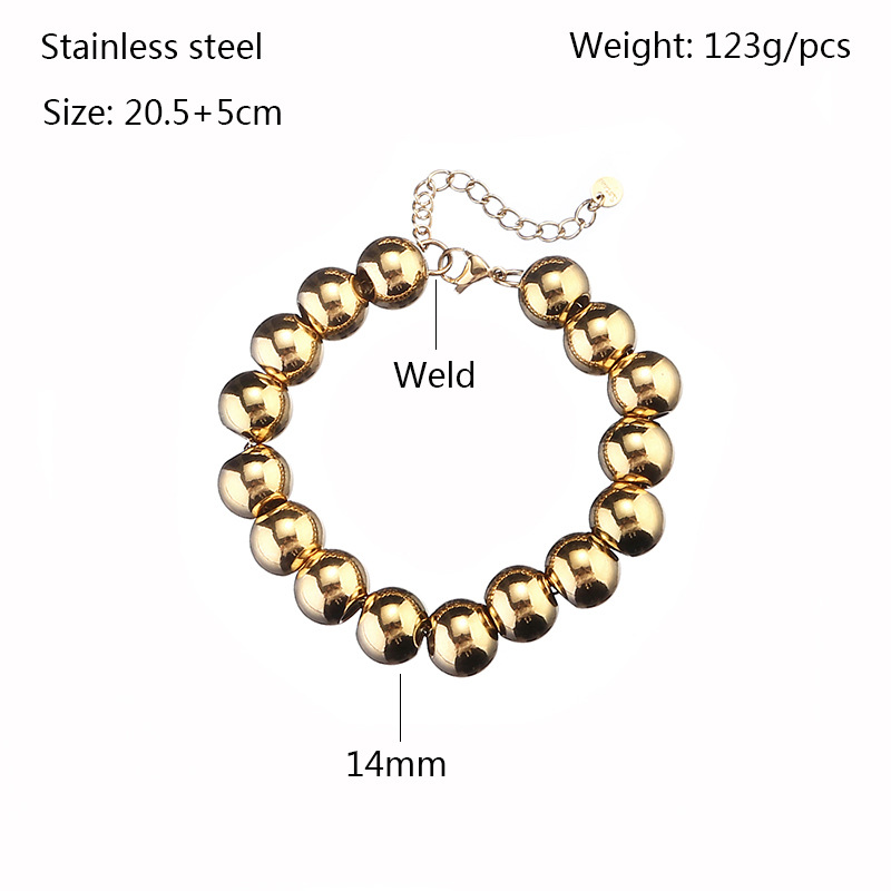 Stainless Steel Material Retro Ball Solid Color Stainless Steel Bracelets In Bulk