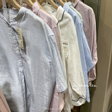 无印の60S细棉纱轻薄柔软五分袖睡衣 女式全棉双层纱舒适家居服夏