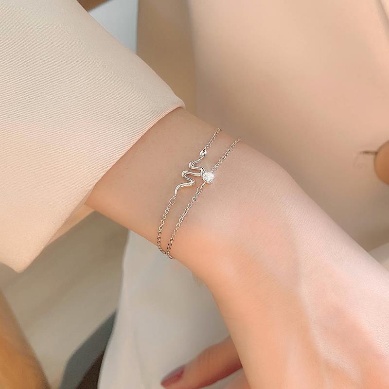 Double-layer snake-shaped bracelet ins niche design fashion personality Diamond-embedded girl bracelet female 2022 New