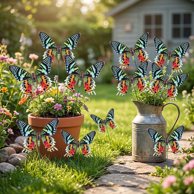 Cross-border Madagascar Sunset Sun Moth Stake Butterfly Set of 12 Outdoor Garden Decorations Courtyard Ornaments Cross-border Madagascar Sunset Sun Moth Stake Butterfly Set of 12 Outdoor Garden Decorations Courtyard Ornaments
