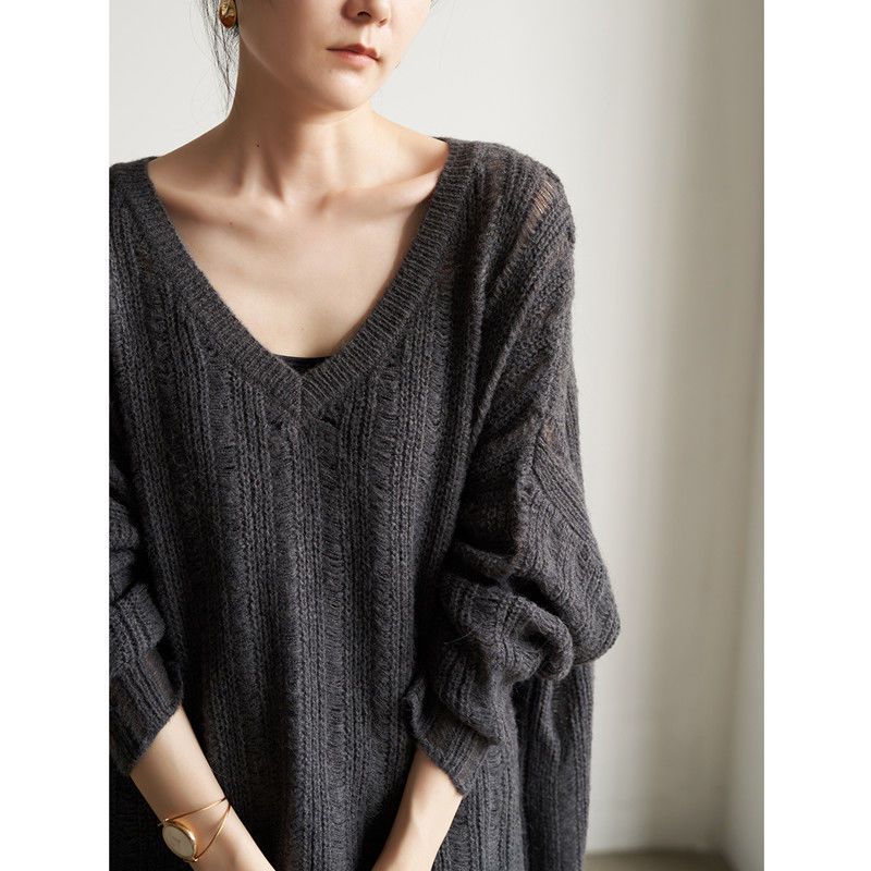 Blusa de Punto Calado con Agujeros para Mujer de Poliéster