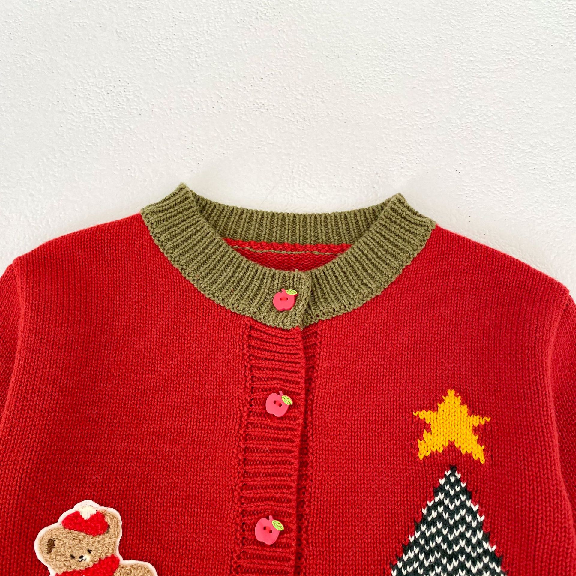 Children's Cardigan Christmas Clothes Baby Cotton Crew Neck Coat Top