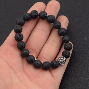 Bracelet for Men, Trendy Beaded Jewelry for Boys, Obsidian Volcanic Stone Bracelet Accessory, Vintage Style Bracelet