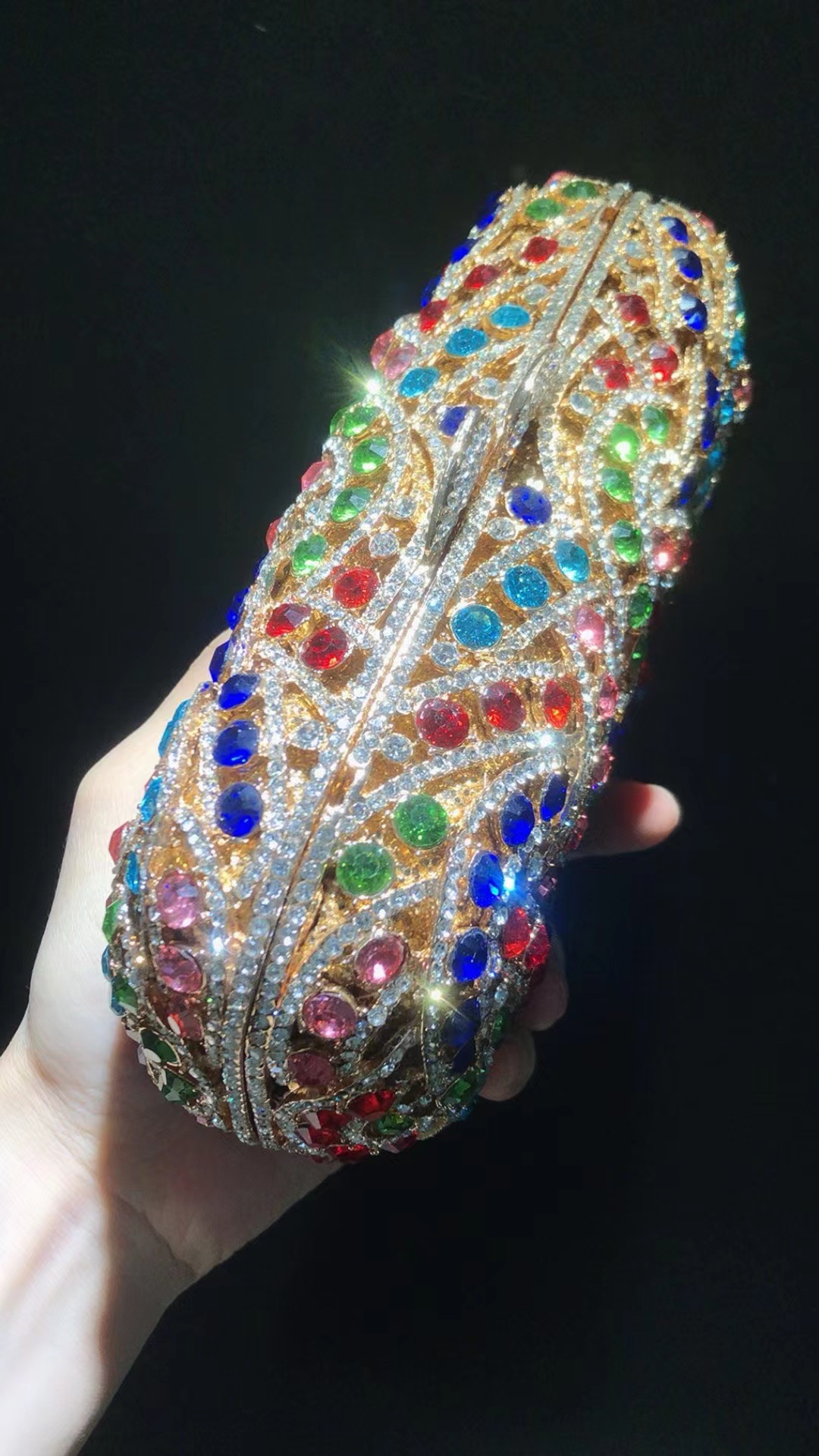 Túi clutch nữ đính đá dạ hội phong cách châu Âu — Màu vàng kim, Màu bạc, Nền vàng kim cương trắng, Cá tính đặt làm chi tiết 6
