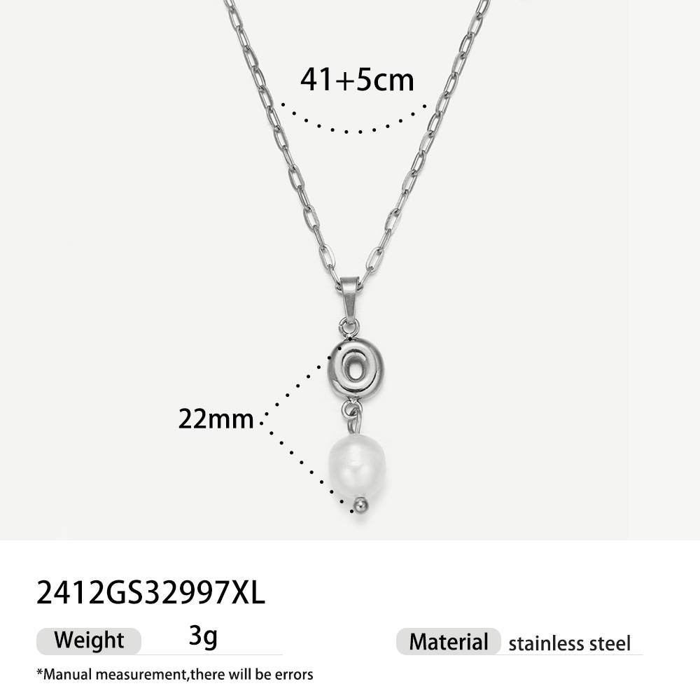 TENA collar de acero inoxidable de perlas verdaderas simplista de alto nivel nicho de diseño de acero de titanio collar de collar para mujeres image 21