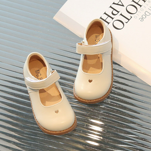 2024 Autumn New Arrival Girls' Leather Shoes: British-style Little Leather Shoes with Hollowed-Out Design, Princess-inspired Kids' Single-layer Shoes in Preppy College Style