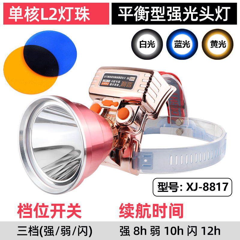 Cañón láser Luz de pesca nocturna Faros de alta potencia Luz fuerte Carga al aire libre Ultra brillante Linterna de largo alcance Lámpara de minero de batería de litio