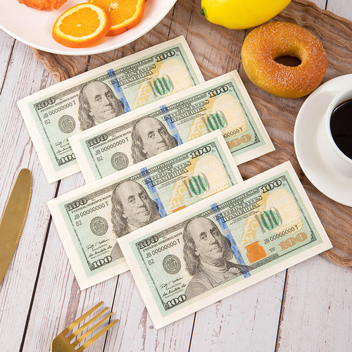 New creative and interesting colorful printed cartoon square tissue napkin portable small bag restaurant dollar printed decoration