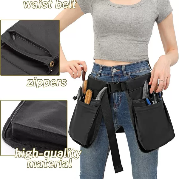 Cross-Border Multi-Pocket Zippered Waist Bag, Lightweight Close-Fitting Apron Tool Bag, Multi-Functional Outdoor Hiking Waist Bag Wholesale