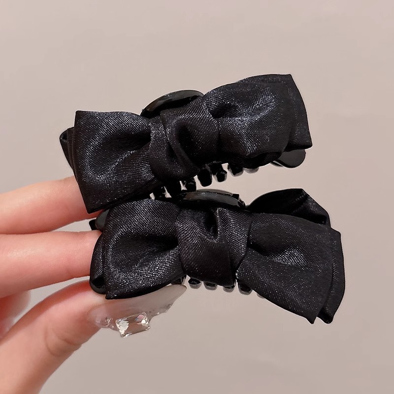 Clips de agarre de arco negro pequeño para mujeres frente retro clips de bangs 2025 nuevo clips de cabello princesa accesorios para el cabello