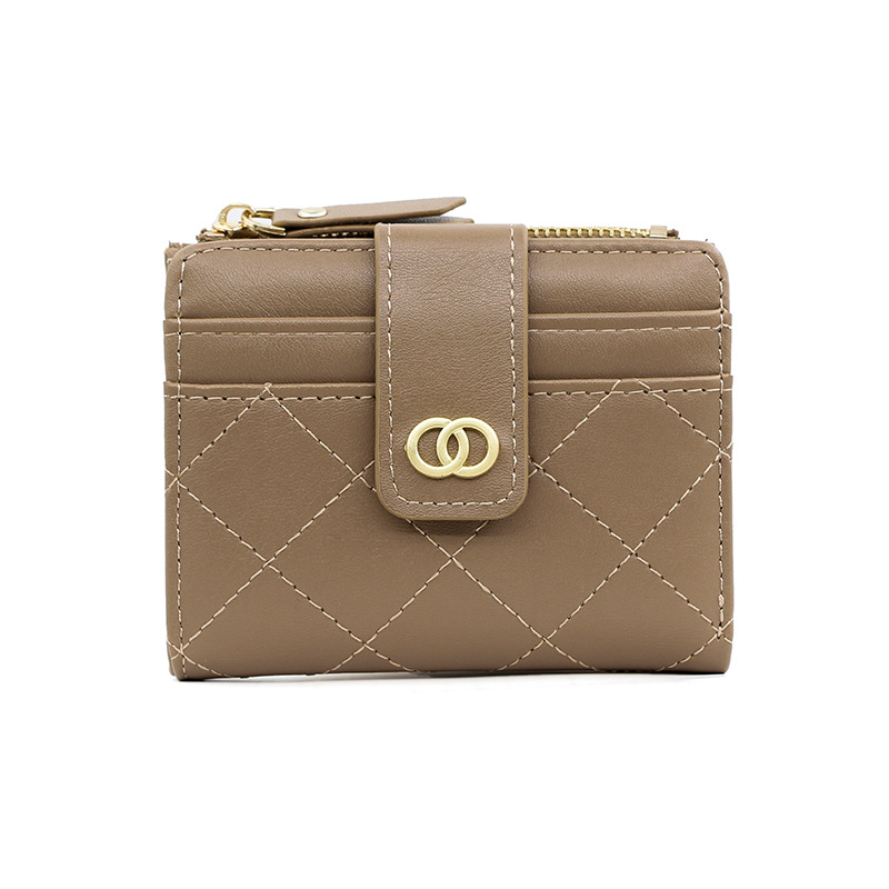 Versión coreana de la hebilla de la billetera de las señoras del rombo de la moda corta, el monedero delgado de varias tarjetas, el bolso de identificación, la billetera al por mayor