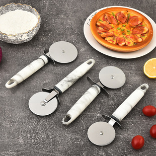 Stainless Steel Pizza Cutter Single Wheel Pizza Cutter Pizza Roller Knife Round Pizza Cutter Kitchen Baking Tools