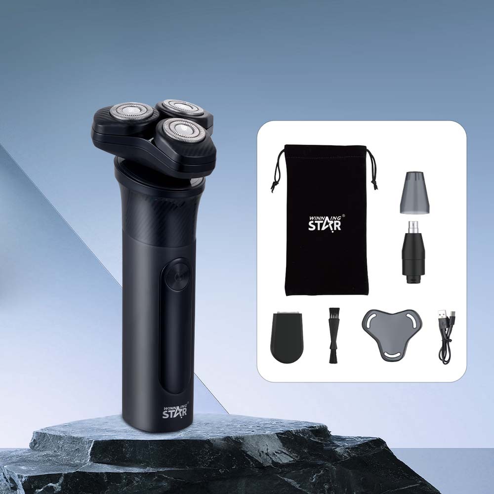 WinningStar Cross-border Type-C recargable para el hogar portátil 3 cabezales eléctrico tres en uno juego de afeitadora