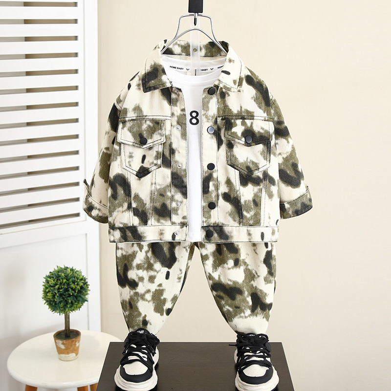 5966 traje de otoño para niños 2025 primavera y otoño nuevo estilo coreano rosa niños camisa de bebé chaqueta de dos piezas