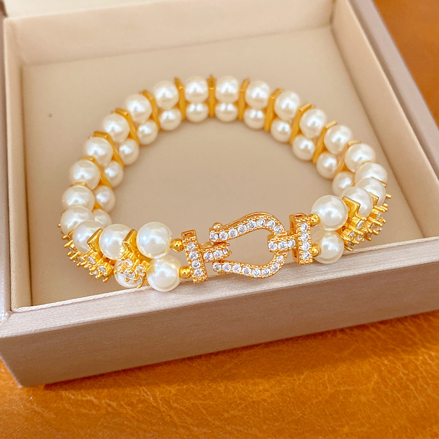 Pulsera - oro - blanco (chapado en oro real)