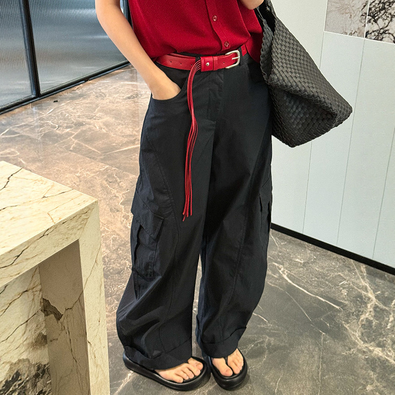 モップ作業服速乾ワイドレッグパンツレディースヨーロッパステーション2025夏新作ヨーロッパ婦人服スーツパンツカジュアルパンツトレンド|undefined