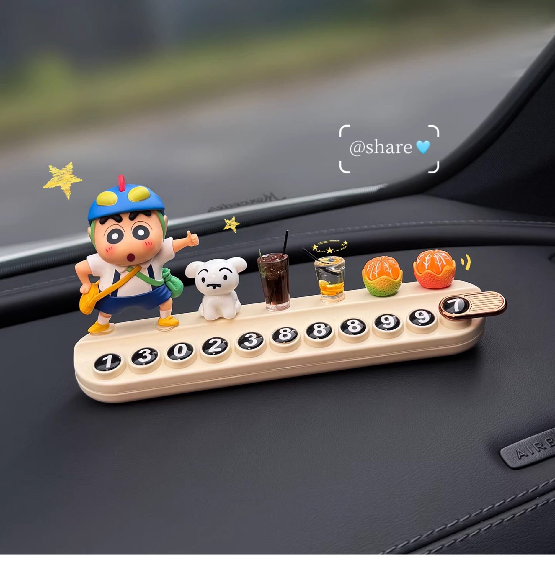 2026 New Model Crayon Shin-Chan Temporary Parking Number Plate for Moving the Car, with a Phone Number That Can Be Hidden on the Car