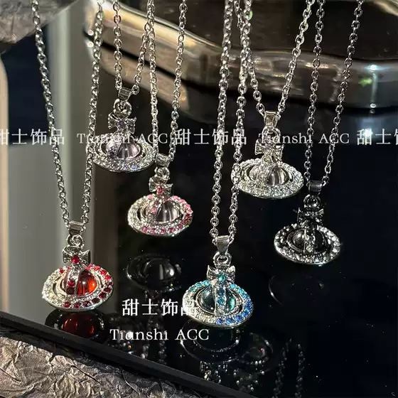 Xi Jia High-end Classic Gradient Diamond Saturn 3D Necklace for Women, New Light Luxury Design Choker