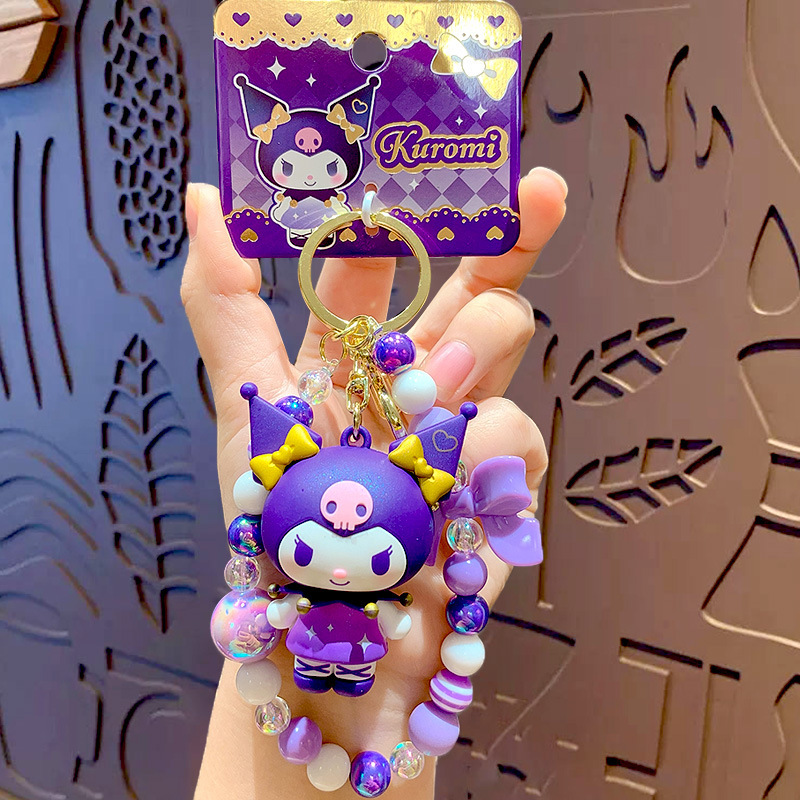 Genuine Cartoon Sanrio Beaded Bracelet Keychain Creative Kulomi Car Bag Keychain Doll Pendant Genuine Cartoon Sanrio Beaded Bracelet Keychain Creative Kulomi Car Bag Keychain Doll Pendant