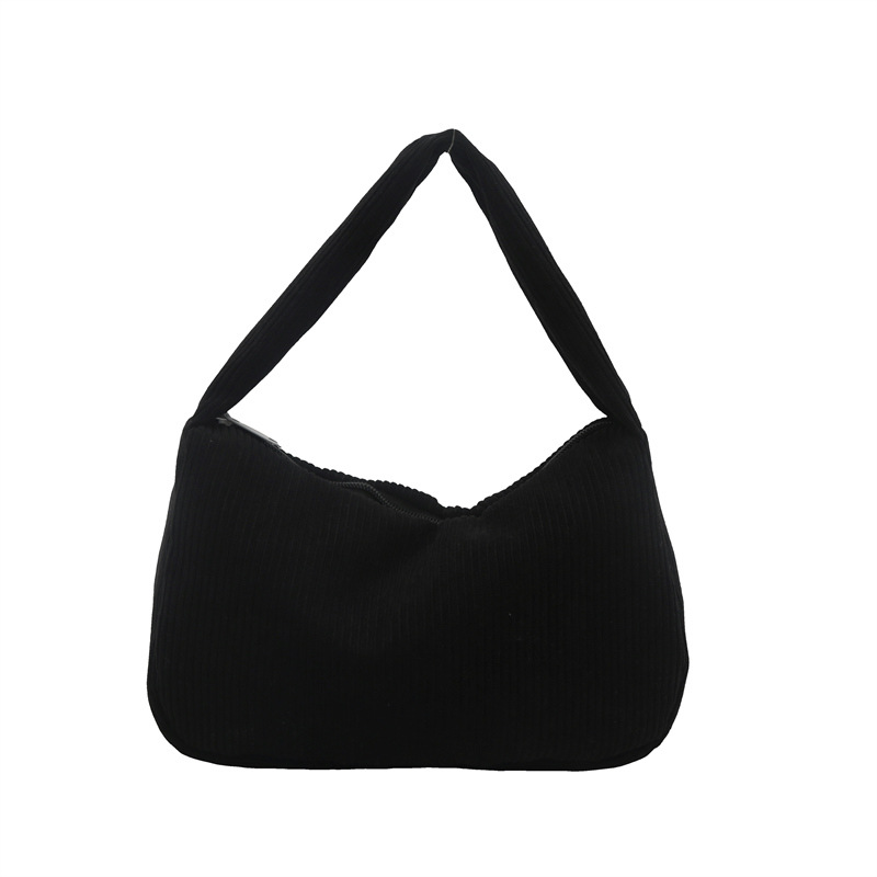 2024 nuevo bolso de axila, bolso de hombro de diseño de personalidad de pana negra retro retro, bolso de luna nueva casual