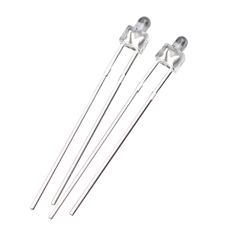 2 ミリメートル乳首型ストレートプラグ発光ダイオード F2 透明赤、緑、青、白光ロングフット LED ランプビーズ工場直販|undefined