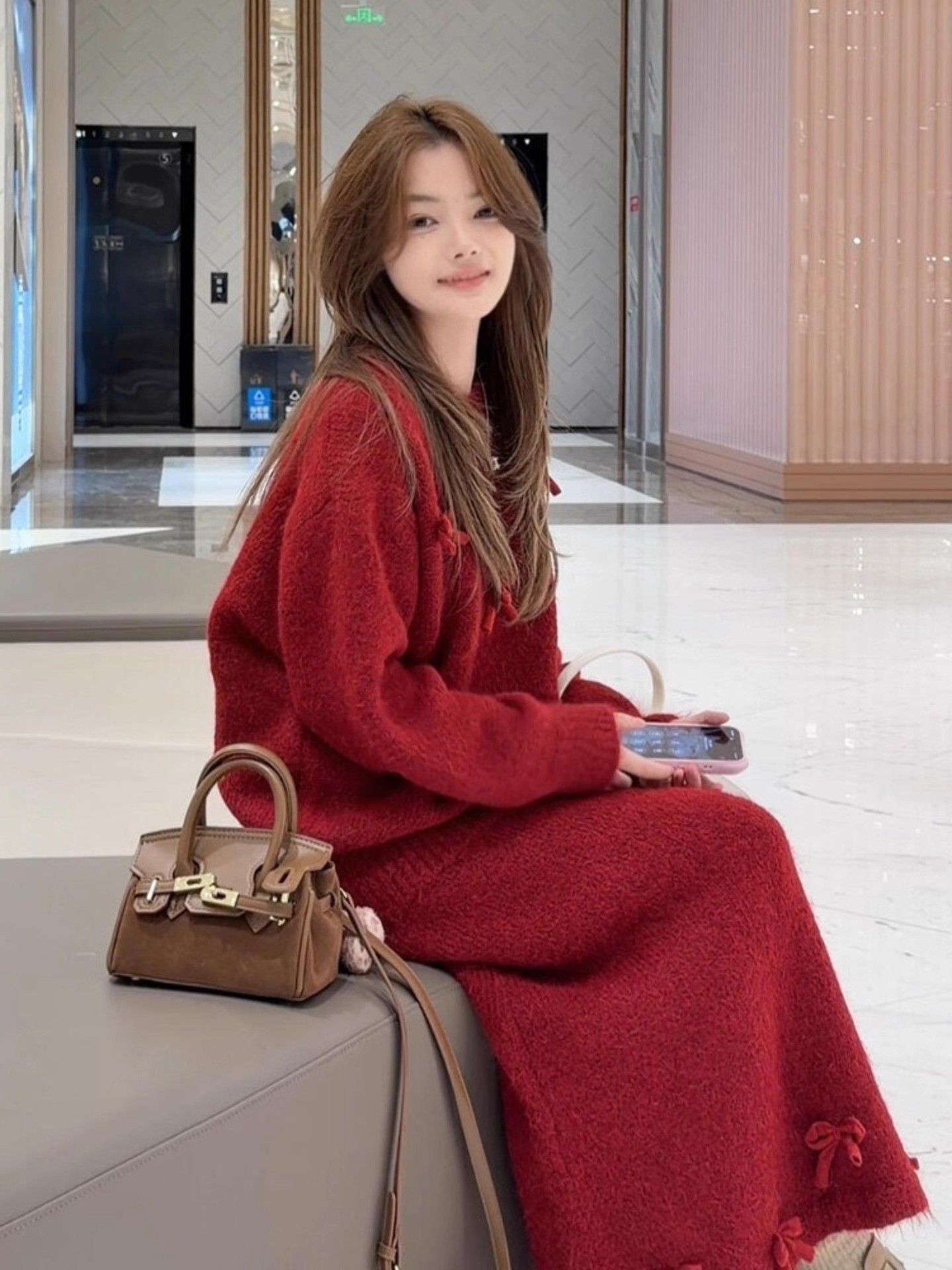 Red knitted sweater