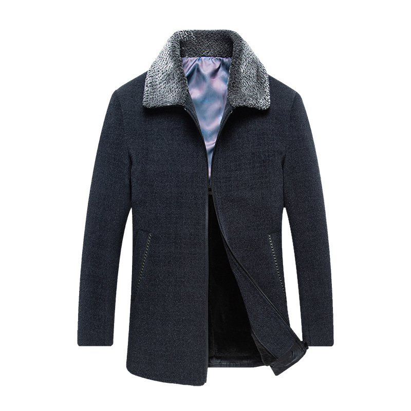 Cappotto spesso di lana di mezza età, di media lunghezza, da uomo, tendenza moda invernale_voghion.com