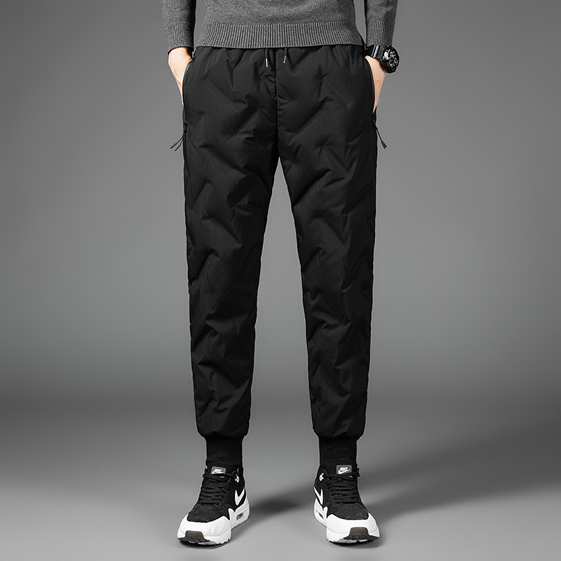 2025 Winter New Men's down Pants Outdoor Lightweight Jogger Cotton Pants Men's Thickened Warm White Duck down Pants
