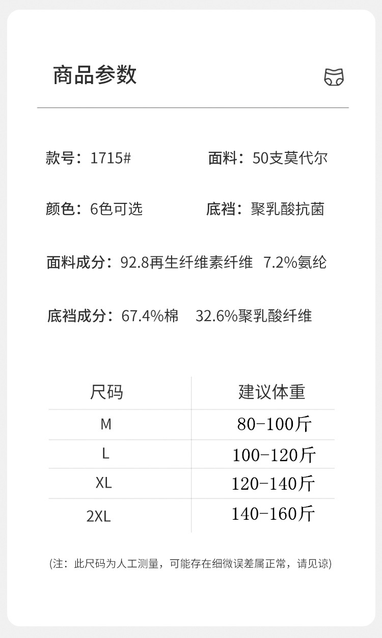 新款莫代尔高腰大码女士内裤无痕透气聚乳酸纯棉裆提臀性感三角裤详情2