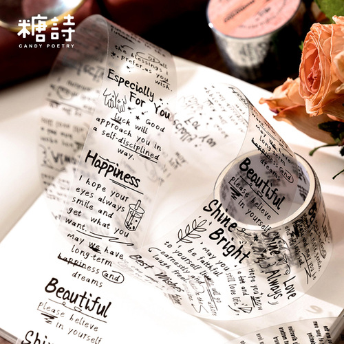 Sugar Poetry PET Tape Time Manuscript Series Retro English Handbook DIY Material Base Cycle Stickers 6 Types