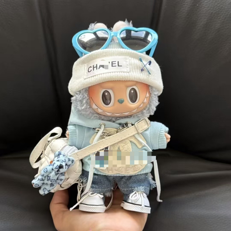 一二三代Labubu娃衣baby蓝小香风卫衣套装拉布布潮牌高定着替|undefined