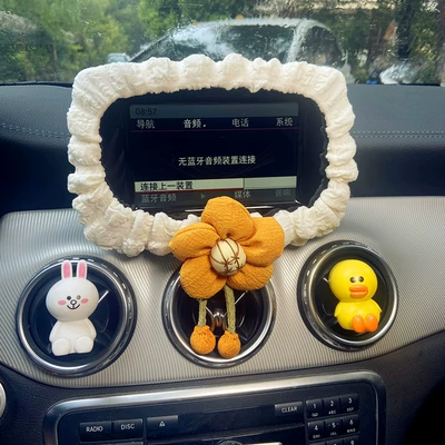 Waffle Bubble Grid Car Screen Frame Cover Display Cover Handmade Decorative Cover Sticky Doll Cover Elastic Cover