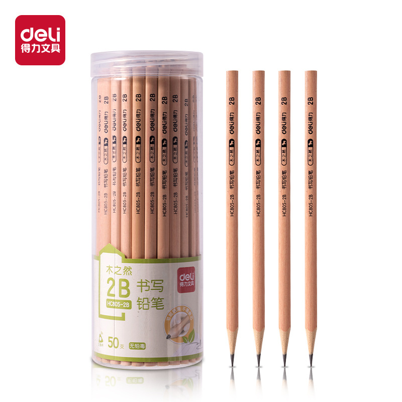 델리 HC805-2B 삼각봉 필기연필 2B(혼합)(50개/튜브)