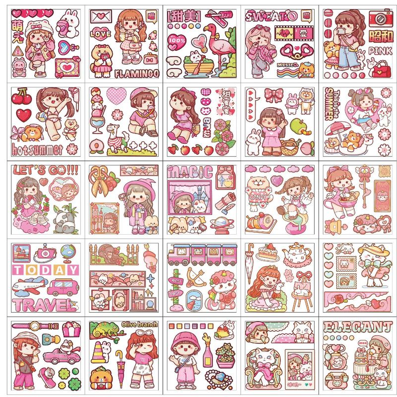 25枚の日系手帳草かび熊かわいいアニメ手帳貼り紙防水pvc児童クリエイティブカードシール|undefined