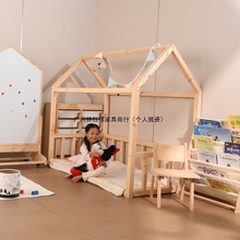 2025创意实木房子造型床儿童房环保安全幼儿园家用卧室儿童家具