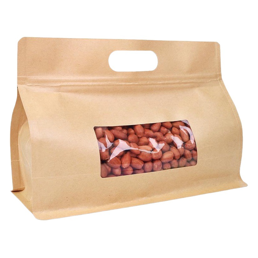 Bolsa sellada de alimentos bolsa de ziplock sellada de ocho lados bolsa de embalaje especial de bocadillos de frutas secas para hornear bolsa de papel Kraft