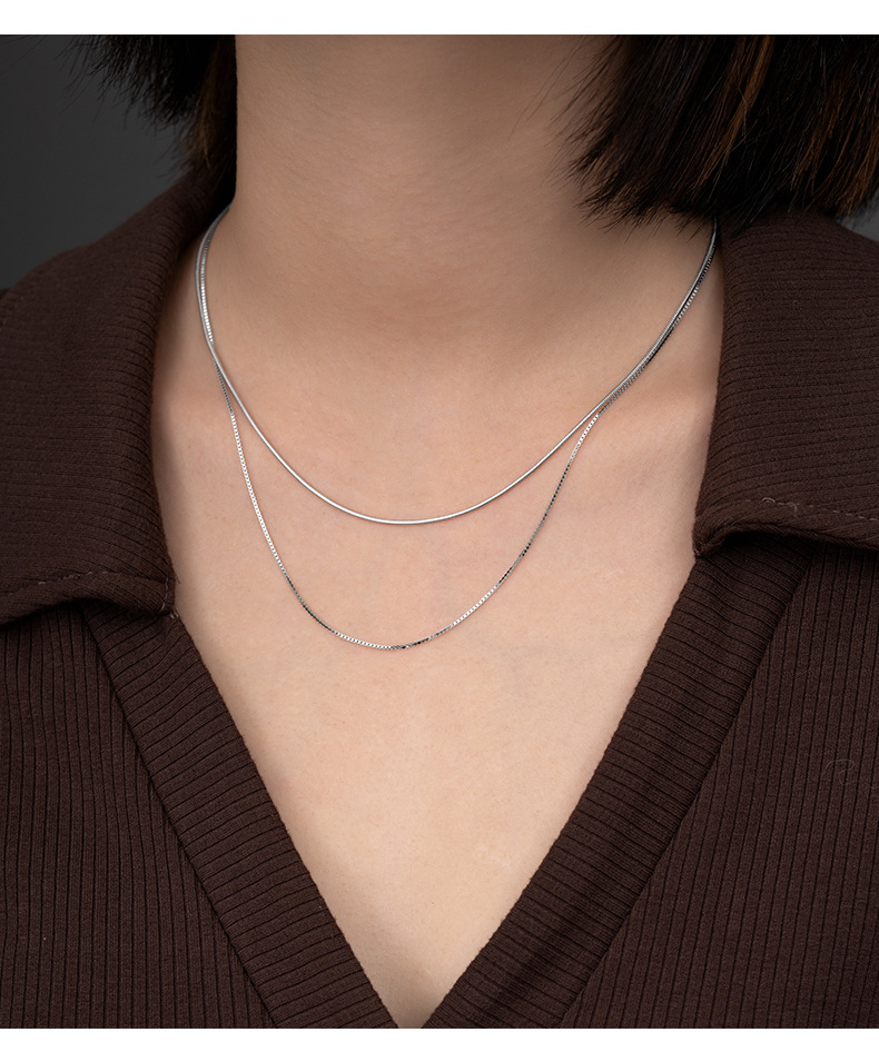 Women's Gender 1 Piece 925 Sterling Silver Geometric 925 Sterling Silver Melon Seeds Chain Cable Chain Box Chain Chain Necklace