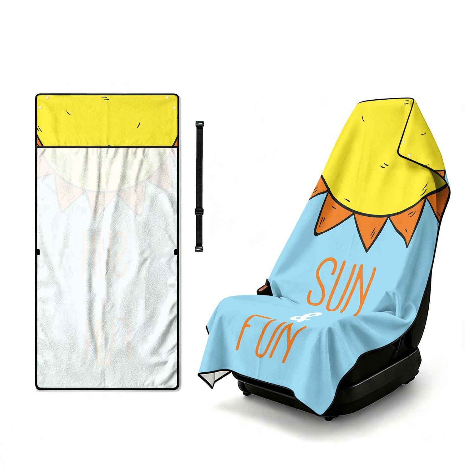 Summer bath towel and car seat cover 2-in-1, ultra-fine fiber outdoor beach and car dual-use universal seat cushion