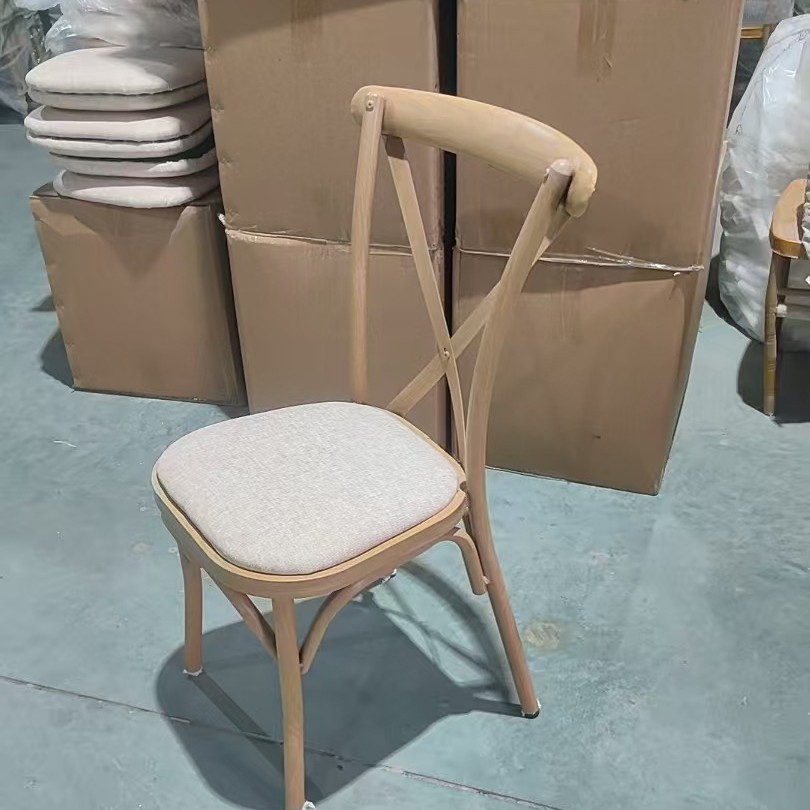Silla de comedor de fabricación directa, silla de metal forjado retro americana, silla de madera doméstica, silla de boda de café