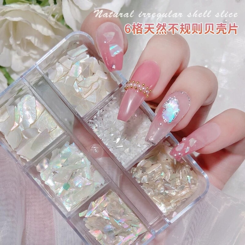 Natural Bright and Thin Manicure Asymmetrical Shell Fragments Japanese Style Versatile Colorful Abalone Shell Nail Decoration Set Natural Bright and Thin Manicure Asymmetrical Shell Fragments Japanese Style Versatile Colorful Abalone Shell Nail Decoration Set