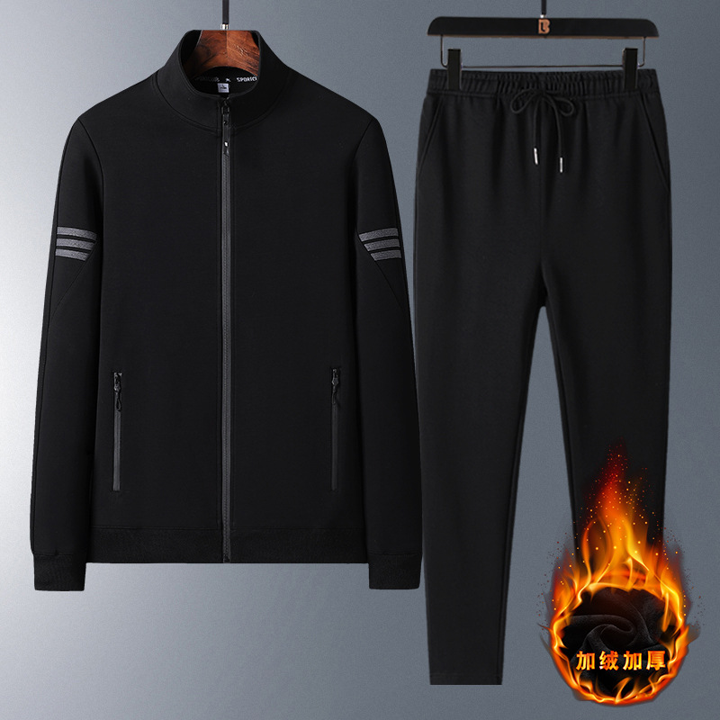 Trajes de papá transfronterizos para hombres otoño invierno relajado de mediana edad running trajes deportivos de invierno con camiseta casual de lana grande