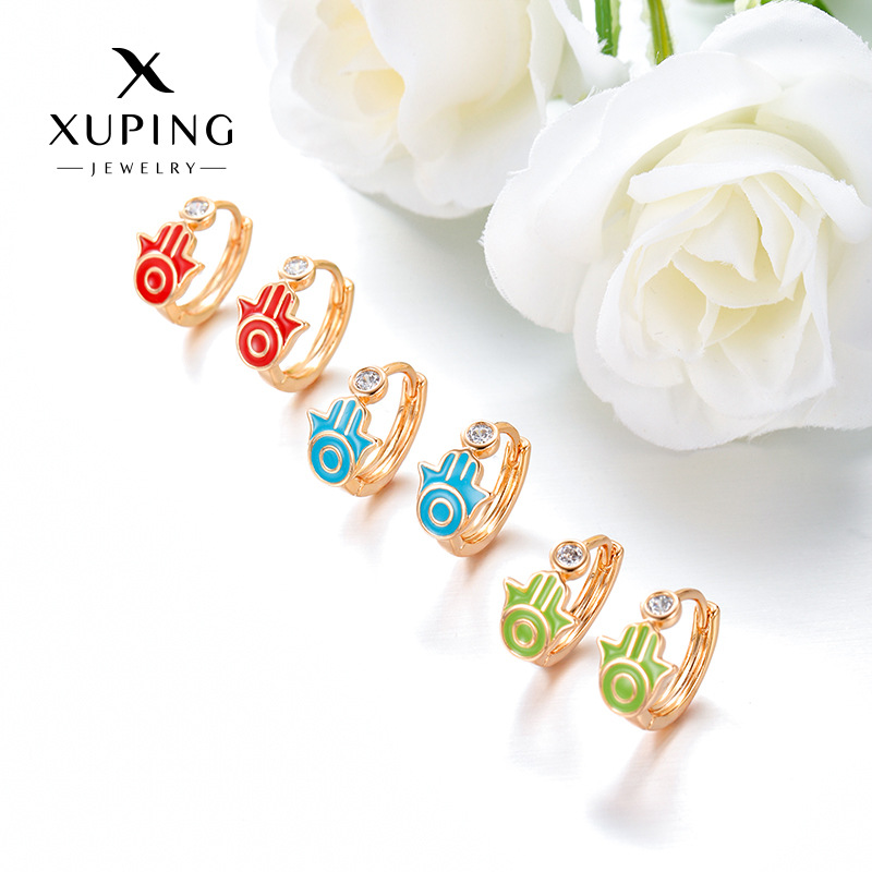 Xuping aleación de cobre chapado 18k serie de goteo de aceite de ojos del diablo pendientes de orejas de nicho ruso
