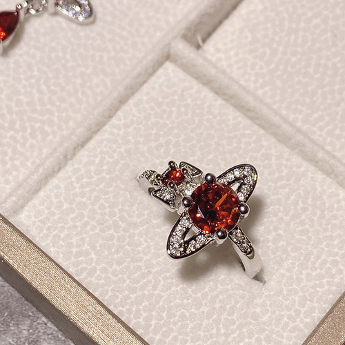 Versa Vivien Saturn Tassel Necklace Set Gold-plated Micro-Inlaid Brilliant Zirconium Niche Light Luxury Design Ring