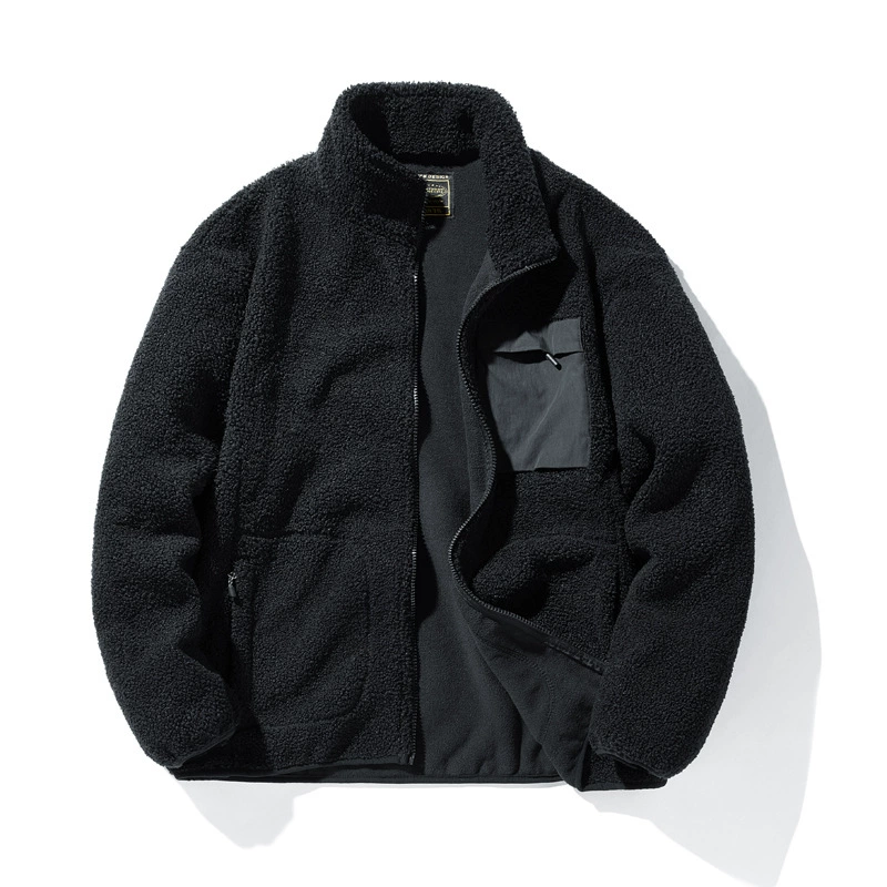Stand -up collar grasping velvet jacket