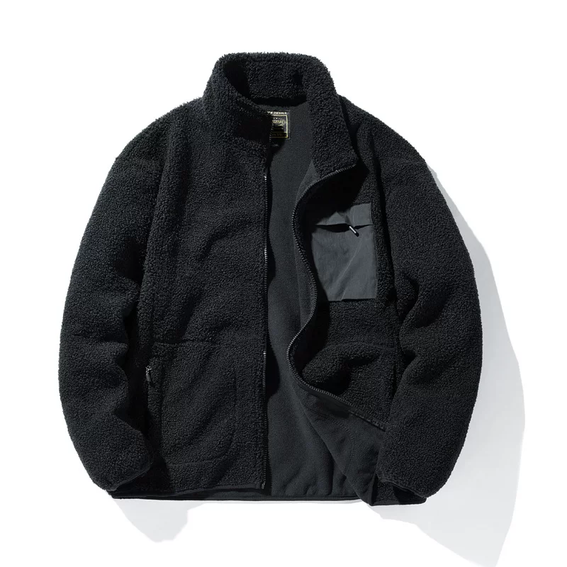 Stand -up collar grasping velvet jacket