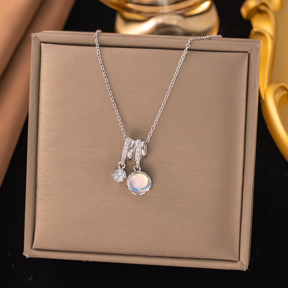 【8292】오로라 스톤 목걸이【실버】