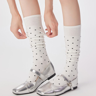 Polka Dot Calf Socks Women's Spring and Autumn Thin Sweet All-match Slimming Ins Korean Style Retro Polka Dot Pile Long Cotton Socks