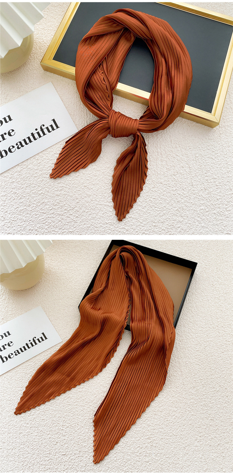 Nihaojewelry wholesale simple fold solid color small square scarfpicture12