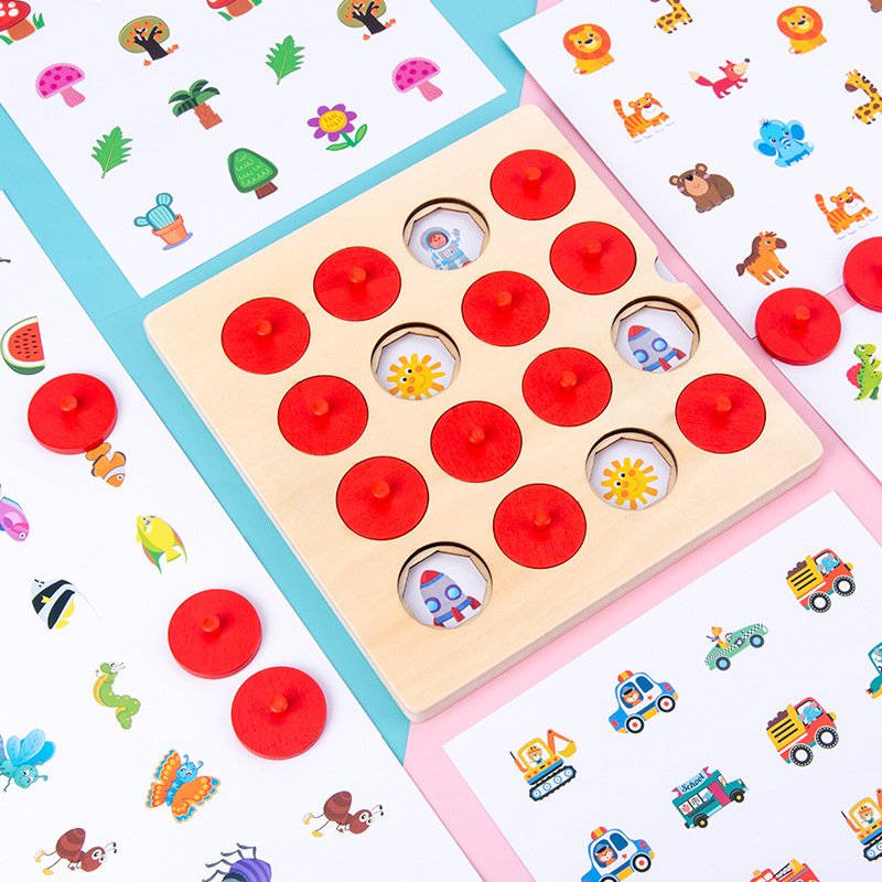 Educación temprana de los niños juegos de memoria de ajedrez alfabeto y número de animales juegos de memoria de ajedrez infantil desarrollo intelectual juguetes de madera al por mayor