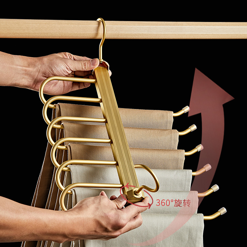 Perchero plegable de aleación de aluminio para pantalones, para uso doméstico, perchero mágico multicapa para pantalones, perchero multifuncional engrosado para pantalones, organizador de pantalones.